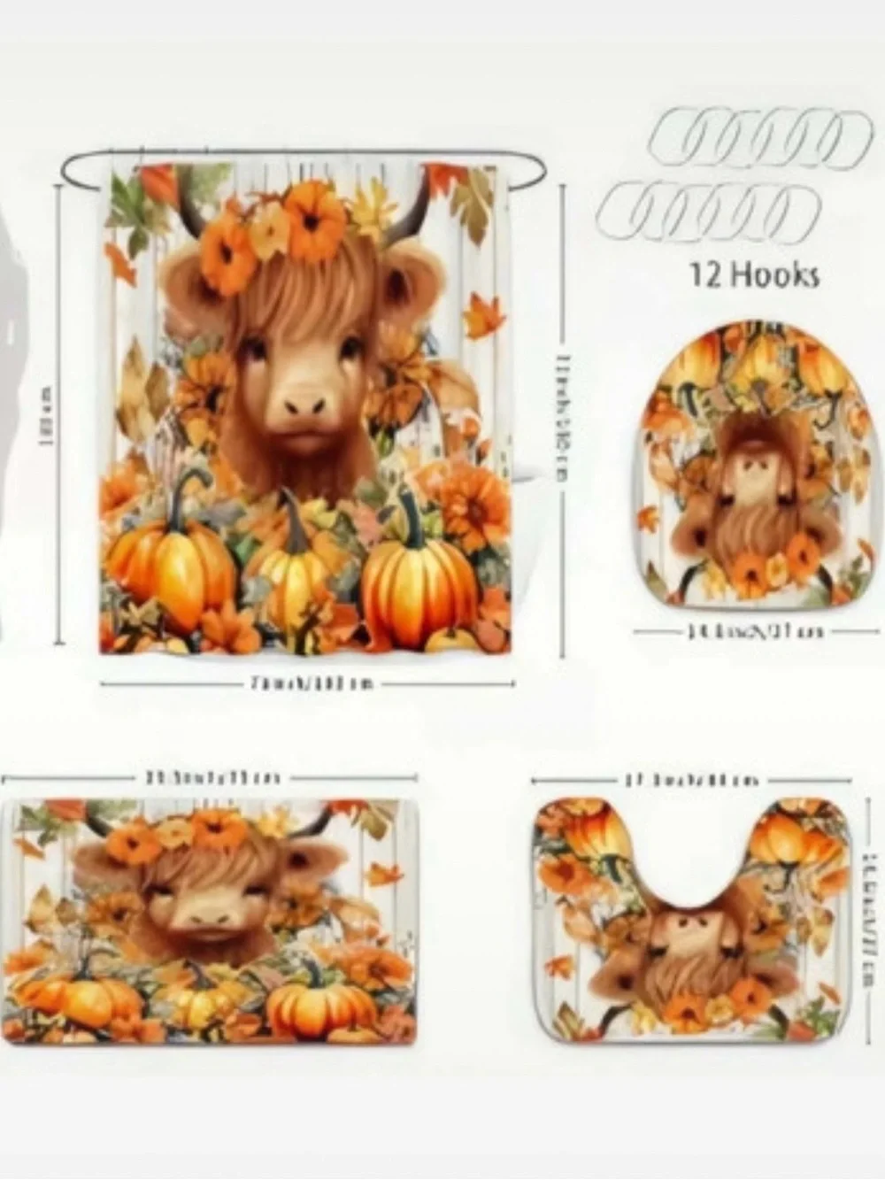 Merry Christmas Highland Cow Bath Set - Red Holiday Bathroom Decor